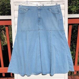 NWT torrid Light Blue Denim Maxi Skirt with Flared Panels